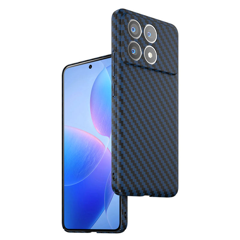 For Xiaomi Redmi K70 5G Cell Phone Case Splicing Color Carbon Fiber Texture Hard PC Cover - Black