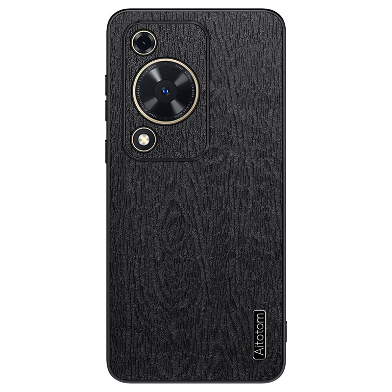 Wood Grain Shell for Huawei Enjoy 70 4G / nova Y72 4G Cellphone Guard Case PC+TPU+PU Back Cover - Black