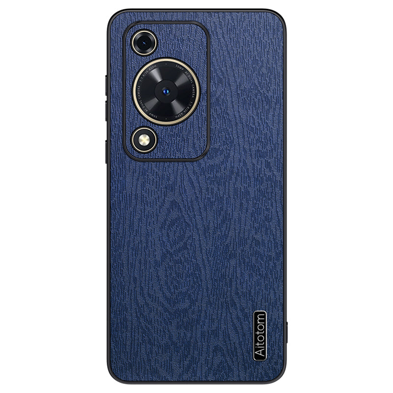 Wood Grain Shell for Huawei Enjoy 70 4G / nova Y72 4G Cellphone Guard Case PC+TPU+PU Back Cover - Black