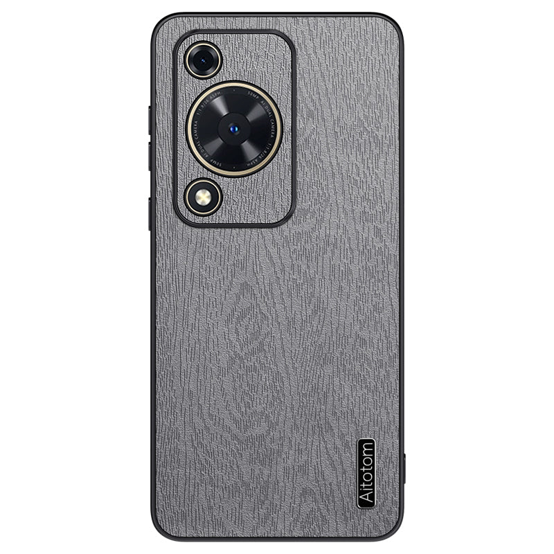 Wood Grain Shell for Huawei Enjoy 70 4G / nova Y72 4G Cellphone Guard Case PC+TPU+PU Back Cover - Black