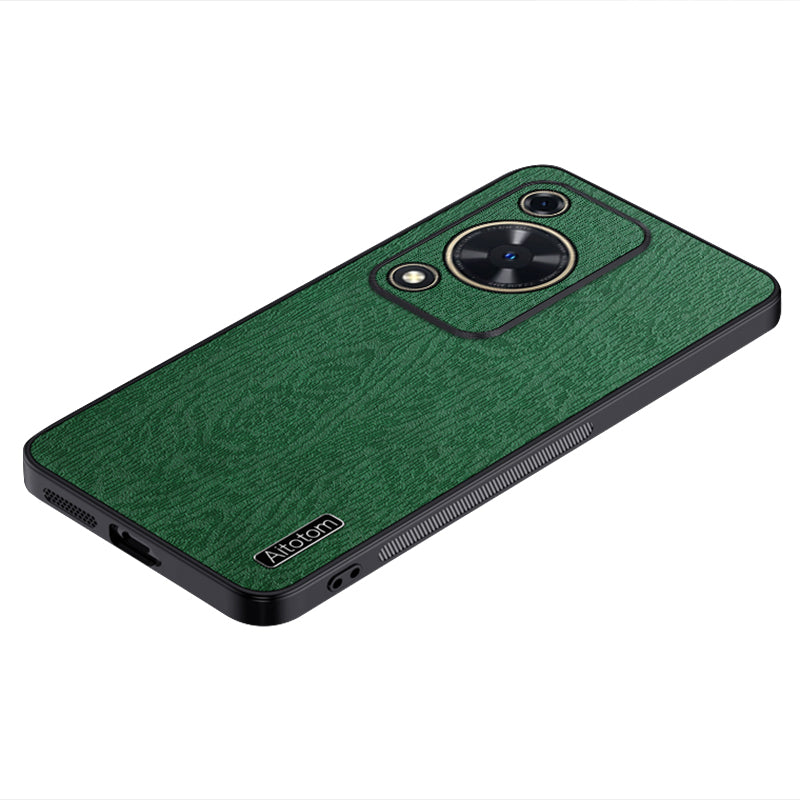 Wood Grain Shell for Huawei Enjoy 70 4G / nova Y72 4G Cellphone Guard Case PC+TPU+PU Back Cover - Black