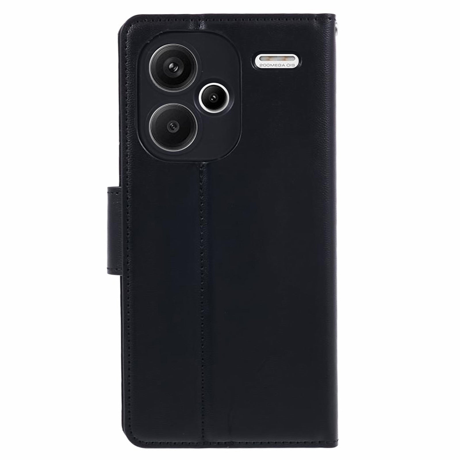 HANMAN Mill Series for Xiaomi Redmi Note 13 Pro+ 5G Case PU Leather Wallet Phone Stand Cover - Black