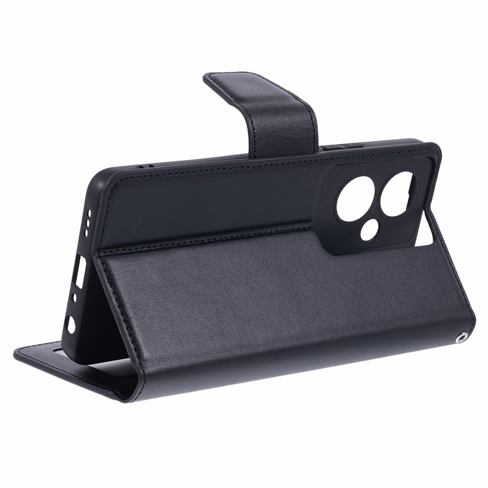 HANMAN Mill Series Phone Cover for Oppo A79 5G / A2 5G Case PU Leather Wallet Phone Stand Shell - Black