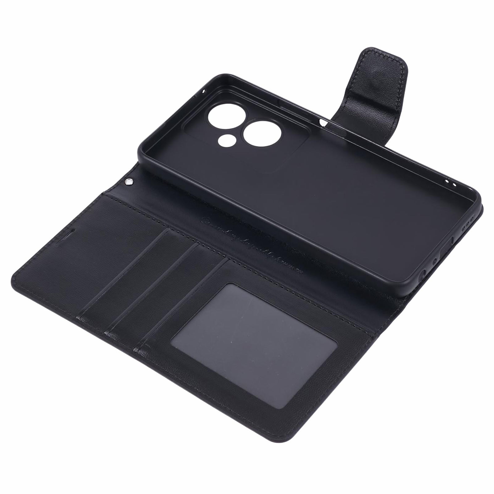 HANMAN Mill Series Phone Cover for Oppo A79 5G / A2 5G Case PU Leather Wallet Phone Stand Shell - Black