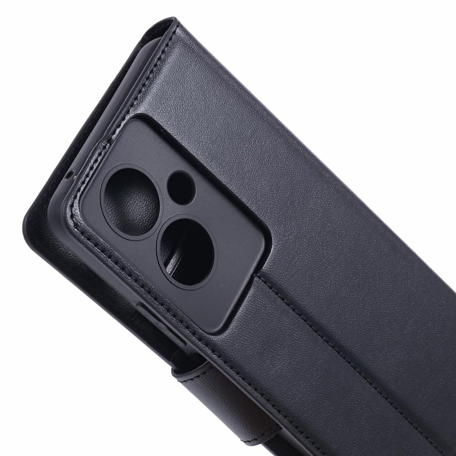HANMAN Mill Series Phone Cover for Oppo A79 5G / A2 5G Case PU Leather Wallet Phone Stand Shell - Black