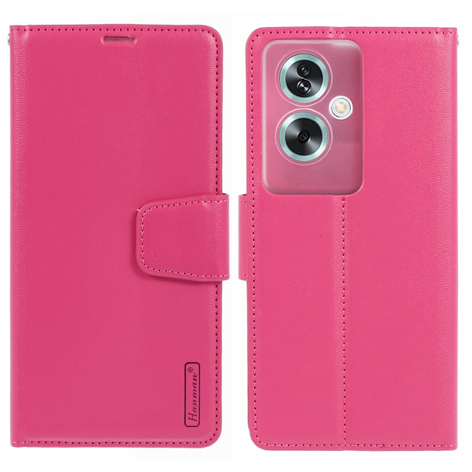 HANMAN Mill Series Phone Cover for Oppo A79 5G / A2 5G Case PU Leather Wallet Phone Stand Shell - Black