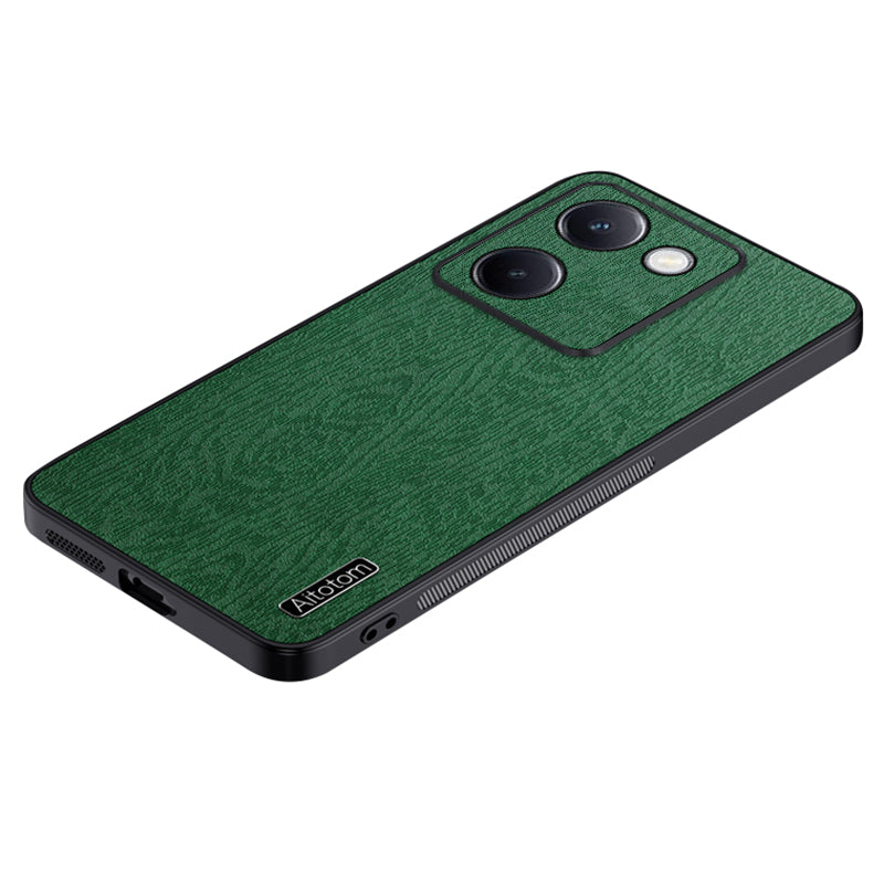 For vivo Y100i 5G Cell Phone Case Wood Grain PU+PC+TPU Protective Cover - Black