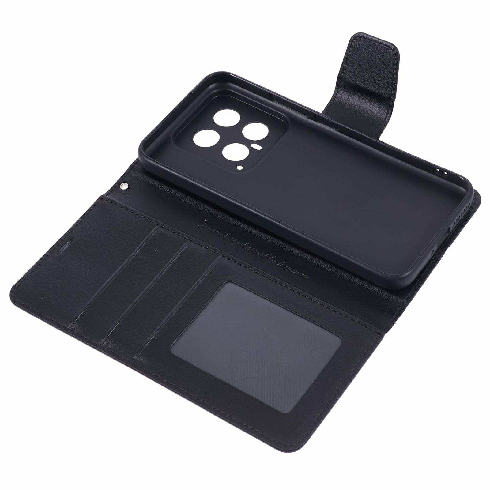 HANMAN Mill Series Phone Shell for Xiaomi 14 Case Wallet PU Leather Stand Cover - Black
