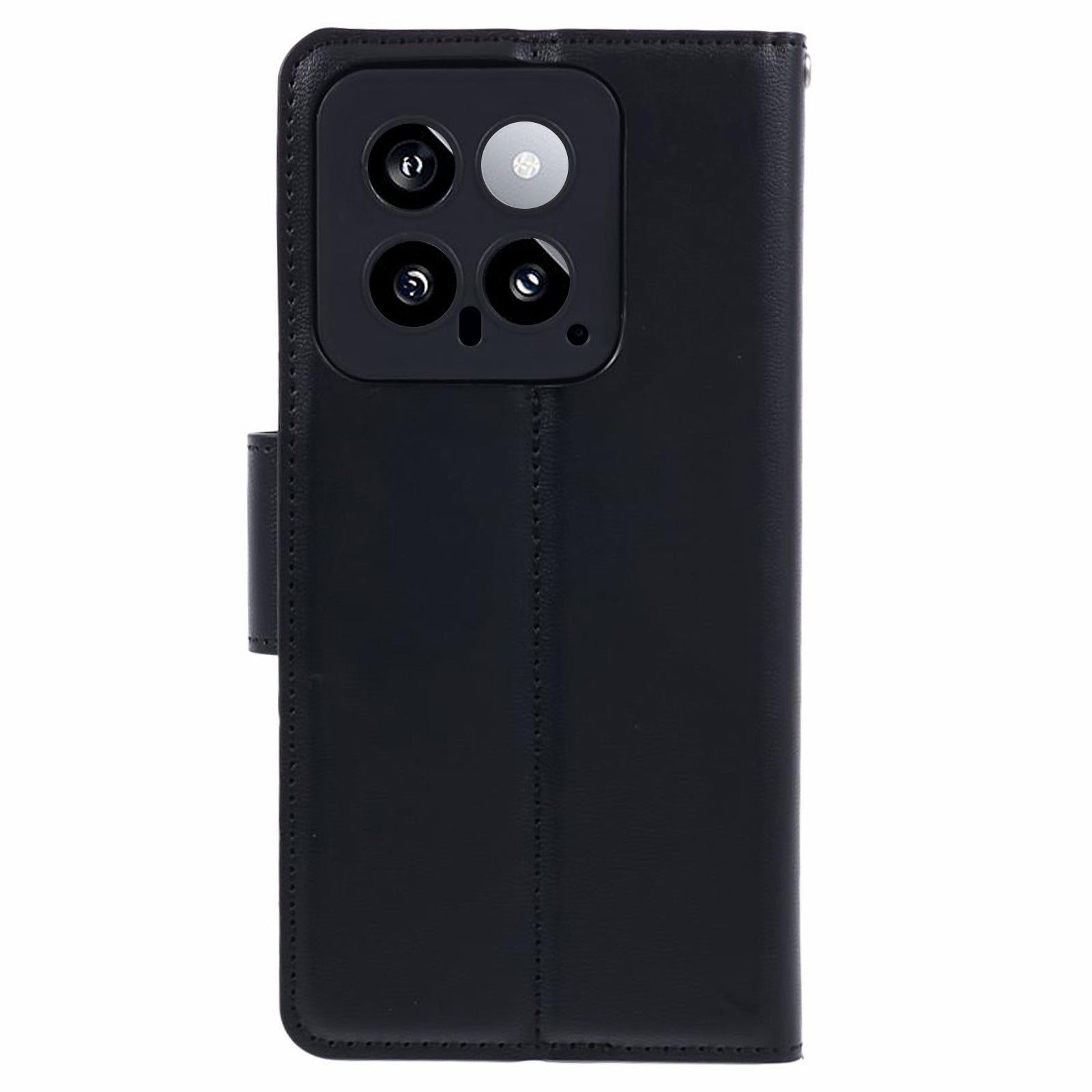 HANMAN Mill Series Phone Shell for Xiaomi 14 Case Wallet PU Leather Stand Cover - Black