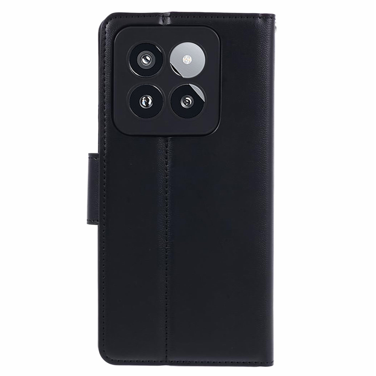 HANMAN Mill Series Cell Phone Cover for Xiaomi 14 Pro Case Phone Shell PU Leather Wallet - Black