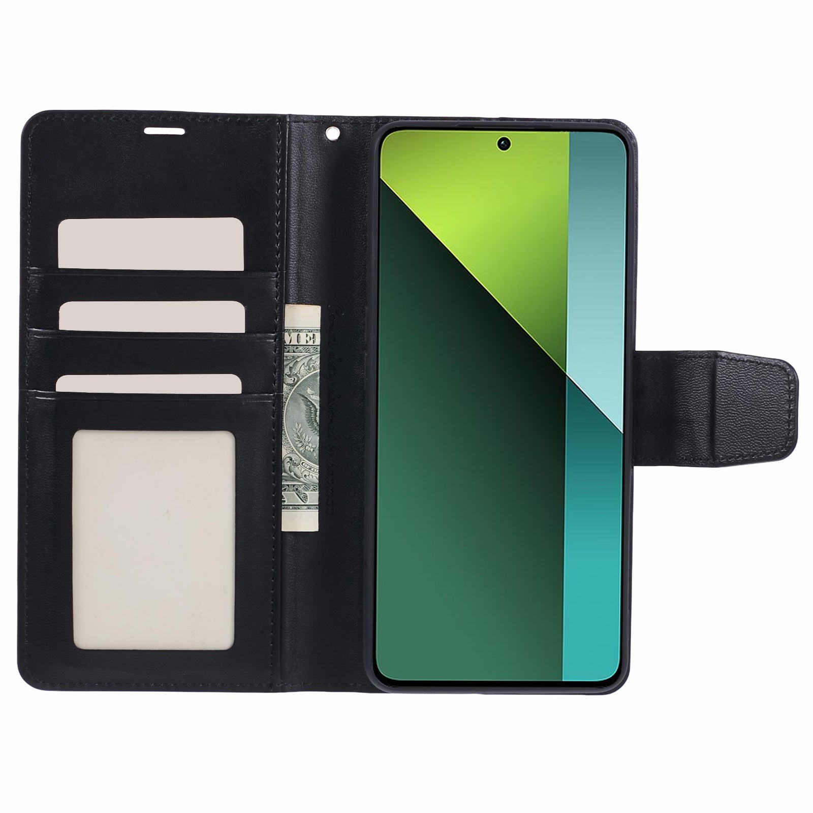 HANMAN Mill Series for Xiaomi Redmi Note 13 Pro 5G / Poco X6 5G Case PU Leather Phone Cover Wallet - Black