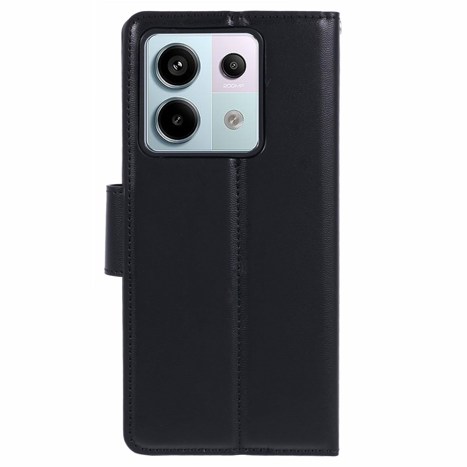 HANMAN Mill Series for Xiaomi Redmi Note 13 Pro 5G / Poco X6 5G Case PU Leather Phone Cover Wallet - Black