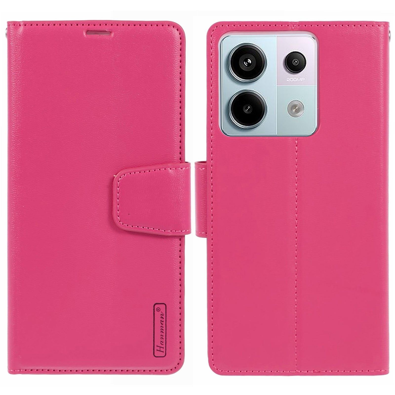 HANMAN Mill Series for Xiaomi Redmi Note 13 Pro 5G / Poco X6 5G Case PU Leather Phone Cover Wallet - Black
