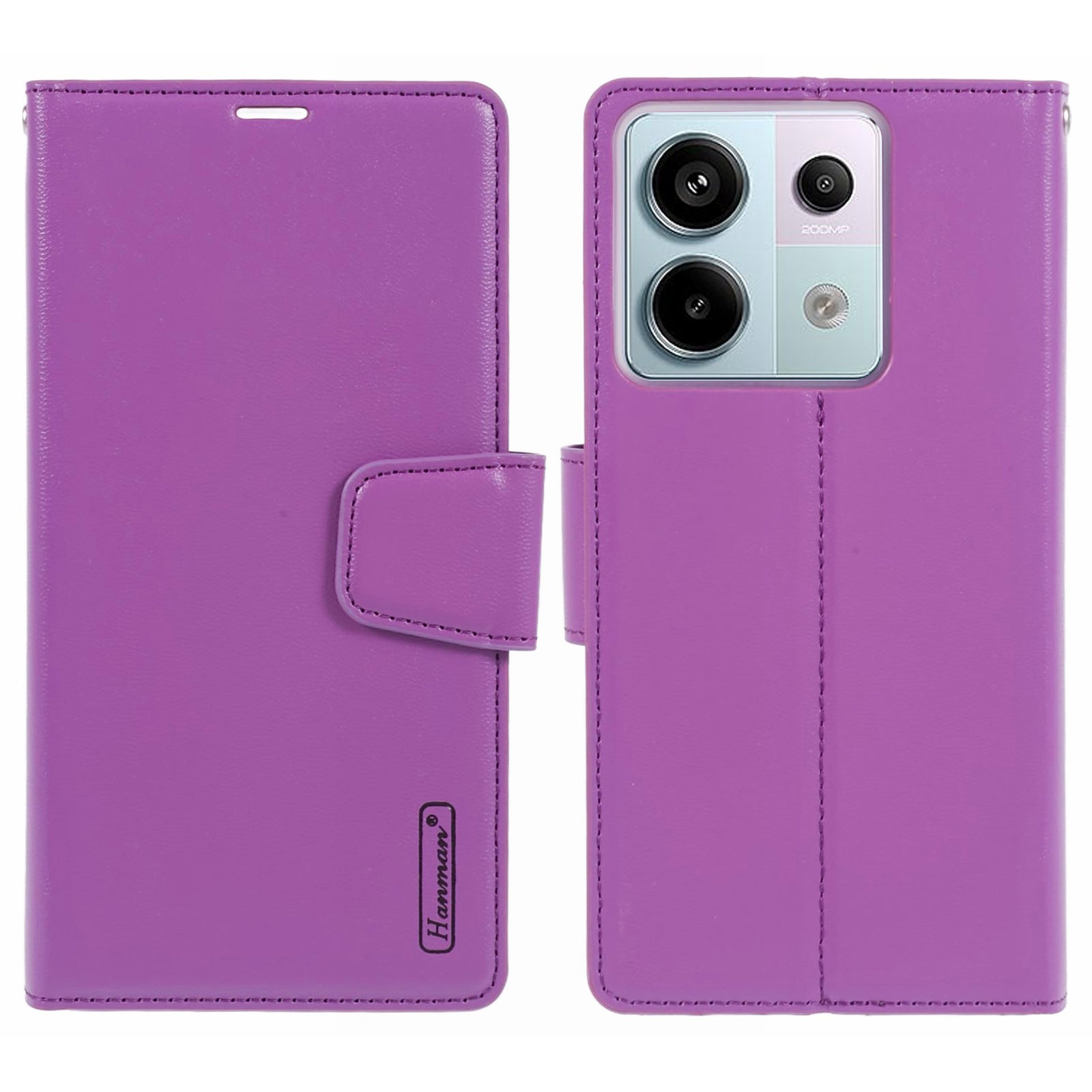 HANMAN Mill Series for Xiaomi Redmi Note 13 Pro 5G / Poco X6 5G Case PU Leather Phone Cover Wallet - Black