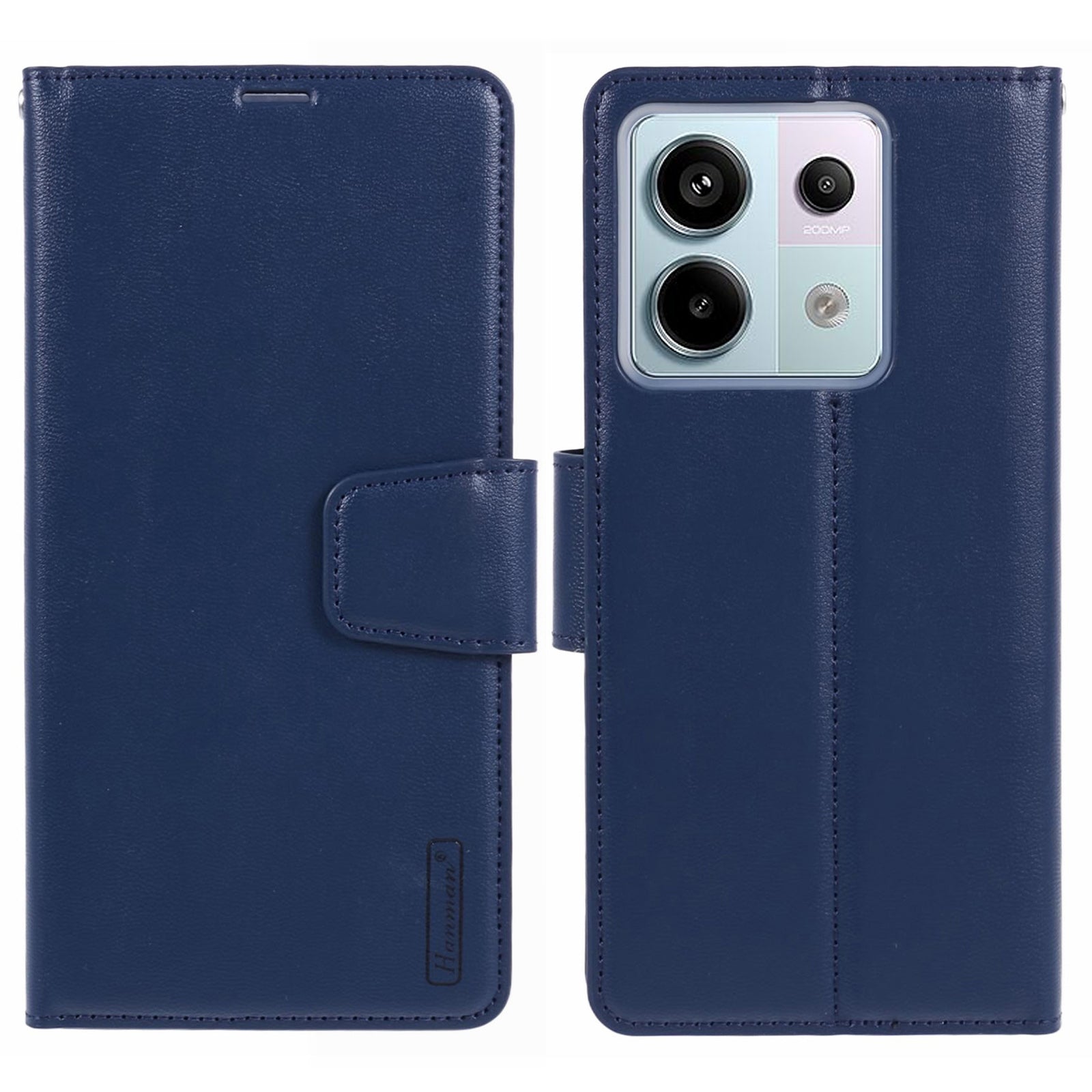 HANMAN Mill Series for Xiaomi Redmi Note 13 Pro 5G / Poco X6 5G Case PU Leather Phone Cover Wallet - Black