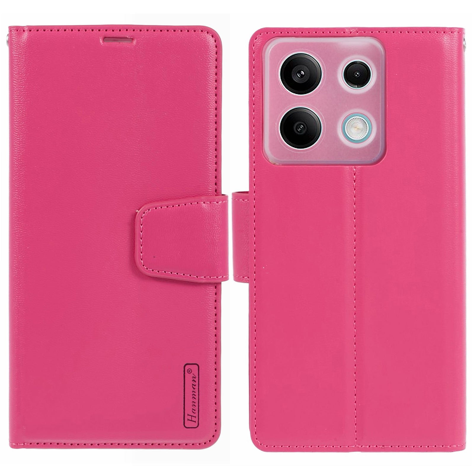 HANMAN Mill Series Phone Cover for Xiaomi Redmi Note 13 5G Case PU Leather Phone Shell Wallet - Black