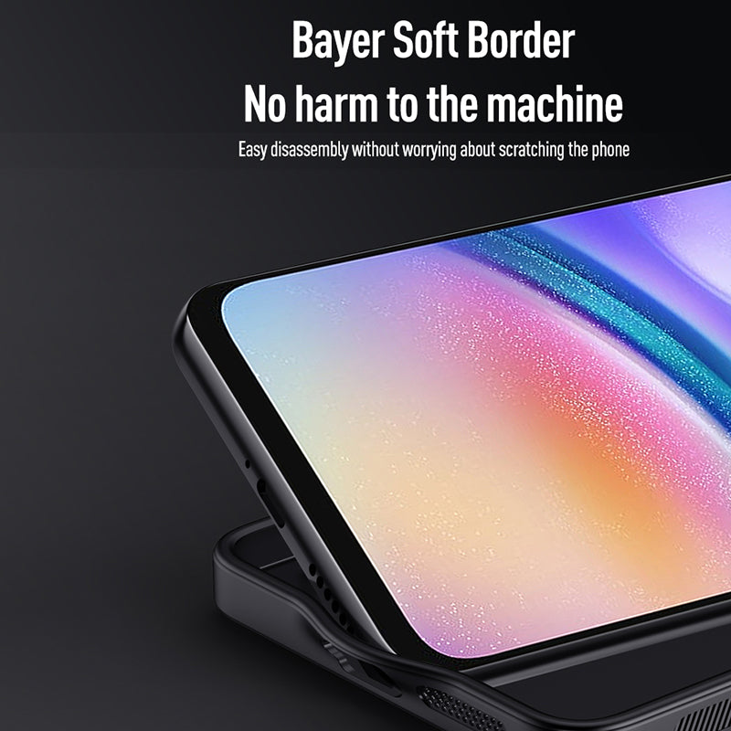 For Samsung Galaxy A05s 4G Cellphone Guard Case Wood Grain PC+TPU+PU Back Cover - Black