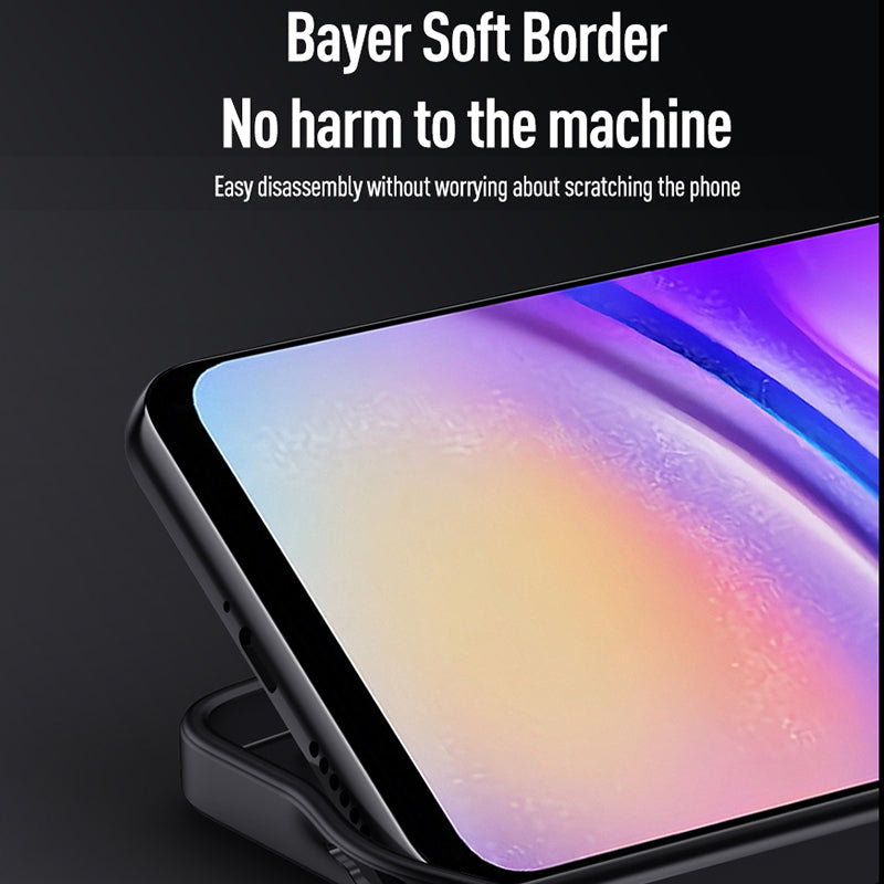 For Samsung Galaxy A05 4G Wood Texture PU Leather Coated PC+TPU Mobile Phone Back Case - Black