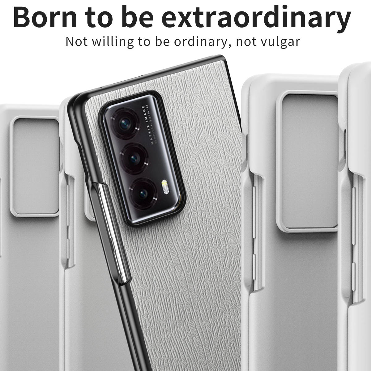 For Honor Magic Vs2 5G Phone Cover Wood Texture Design PU Leather Hybrid Case - Grey