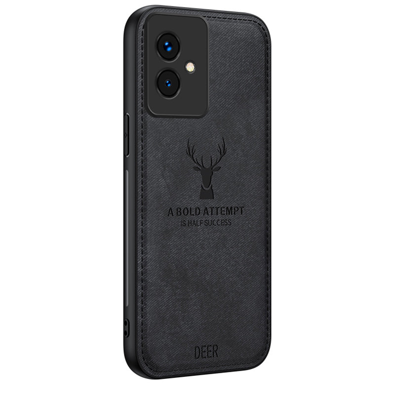 For Honor 100 5G Deer Pattern Case TPU+PC+PU Leather Phone Cover Soft Cloth Texture Anti-Scratch - Black