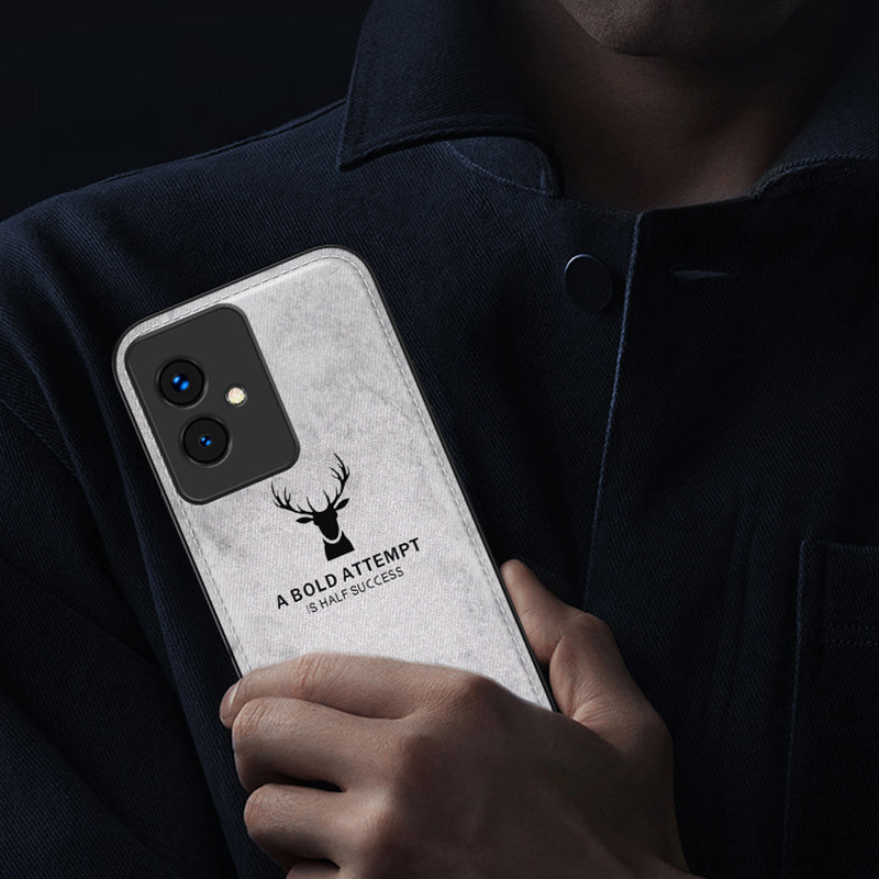 For Honor 100 5G Deer Pattern Case TPU+PC+PU Leather Phone Cover Soft Cloth Texture Anti-Scratch - Black