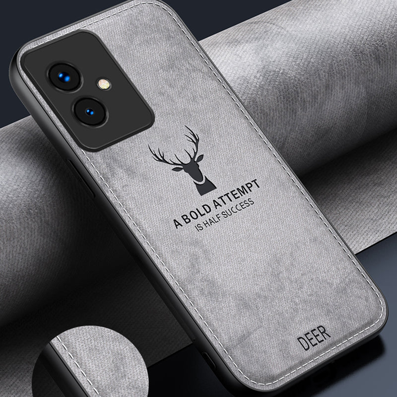 For Honor 100 5G Deer Pattern Case TPU+PC+PU Leather Phone Cover Soft Cloth Texture Anti-Scratch - Black