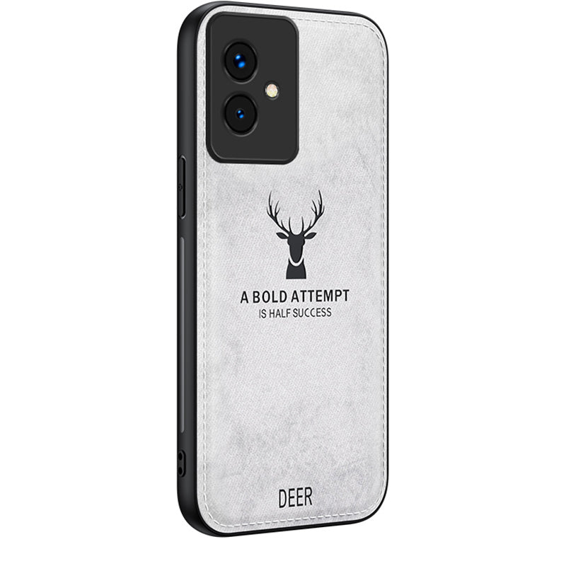 For Honor 100 5G Deer Pattern Case TPU+PC+PU Leather Phone Cover Soft Cloth Texture Anti-Scratch - Black