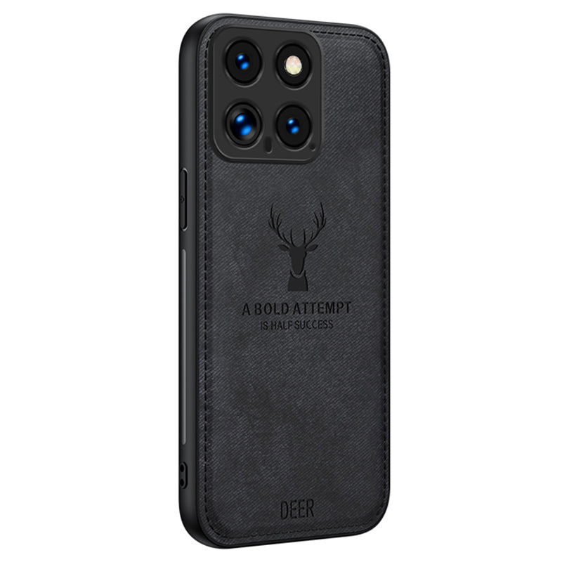 For Xiaomi 14 Pro Phone Case Cloth Texture Anti-Fingerprint Cover Sophisticated Deer - Black