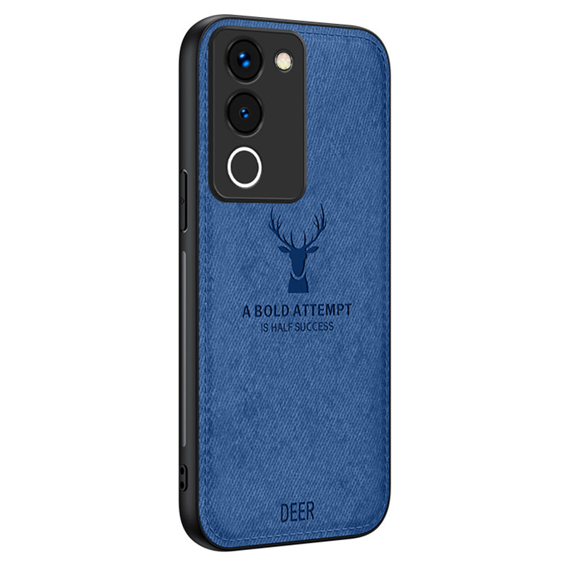 For vivo Y200 (India) 5G Modern Deer Imprinted Case TPU+PC+PU Leather Smartphone Cover - Black