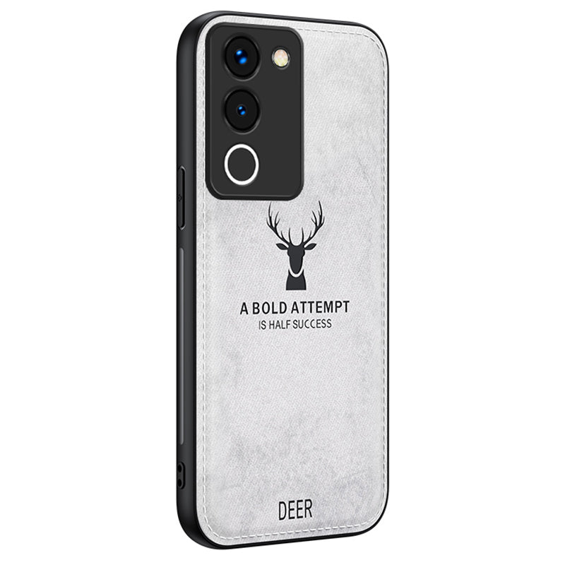 For vivo Y200 (India) 5G Modern Deer Imprinted Case TPU+PC+PU Leather Smartphone Cover - Black