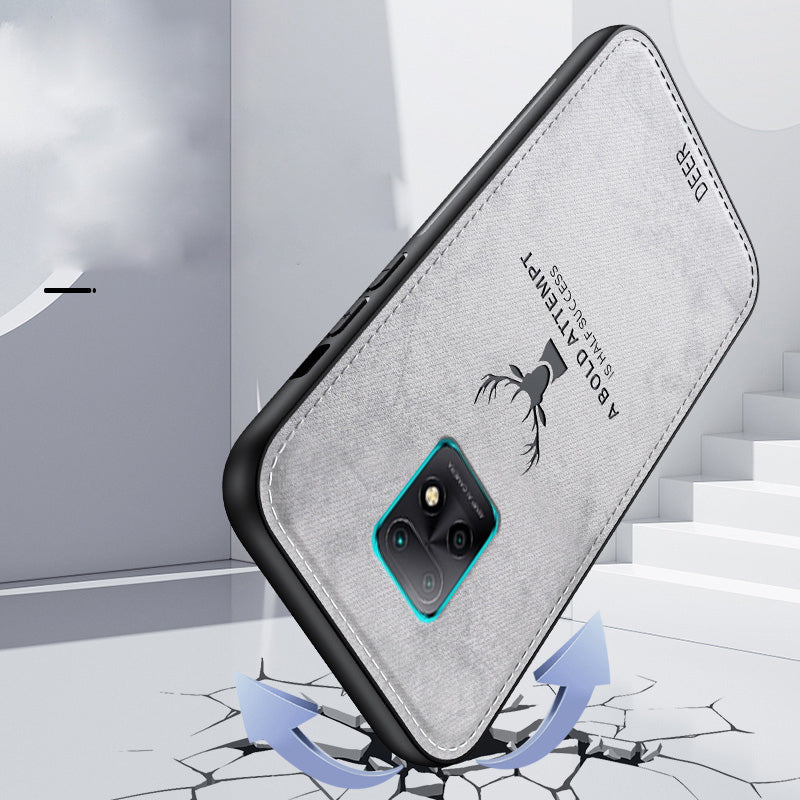 For Xiaomi Redmi 10X 5G Deer Pattern Case Cloth Texture Soft Touch Phone Cover - Black