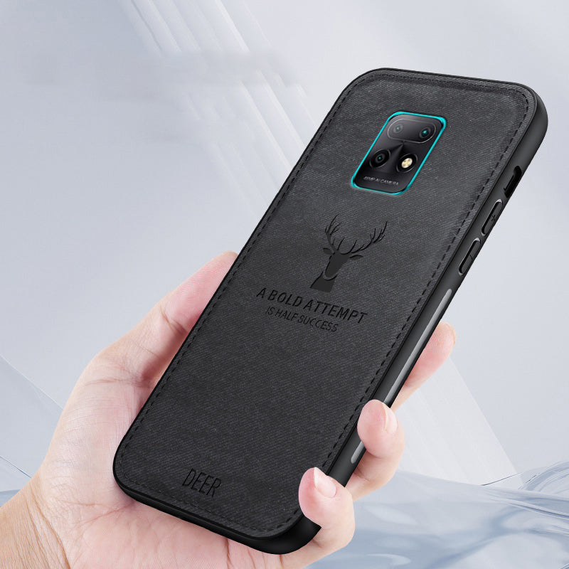 For Xiaomi Redmi 10X 5G Deer Pattern Case Cloth Texture Soft Touch Phone Cover - Black