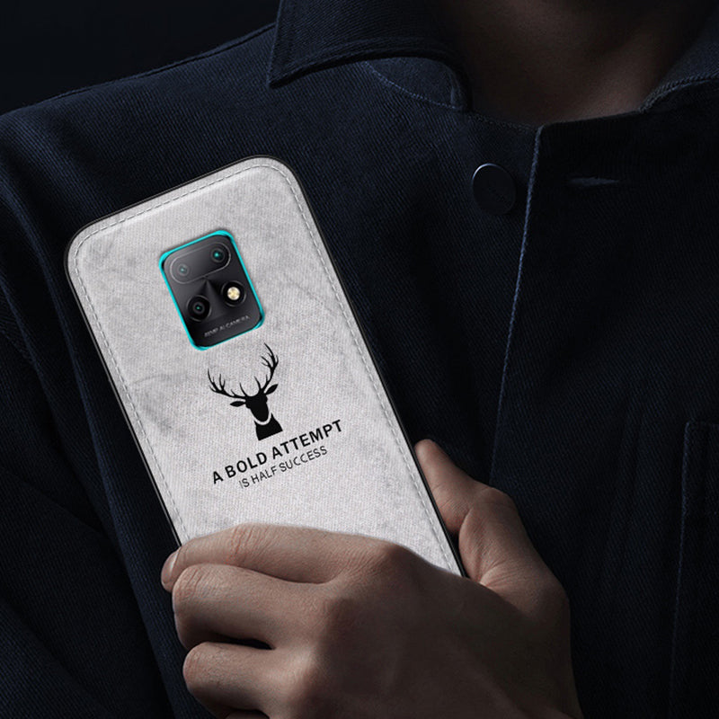 For Xiaomi Redmi 10X 5G Deer Pattern Case Cloth Texture Soft Touch Phone Cover - Black