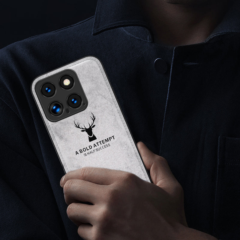 For Xiaomi 14 Phone Case Deer Pattern Back Cover Enhanced Camera Lens Protection - Black