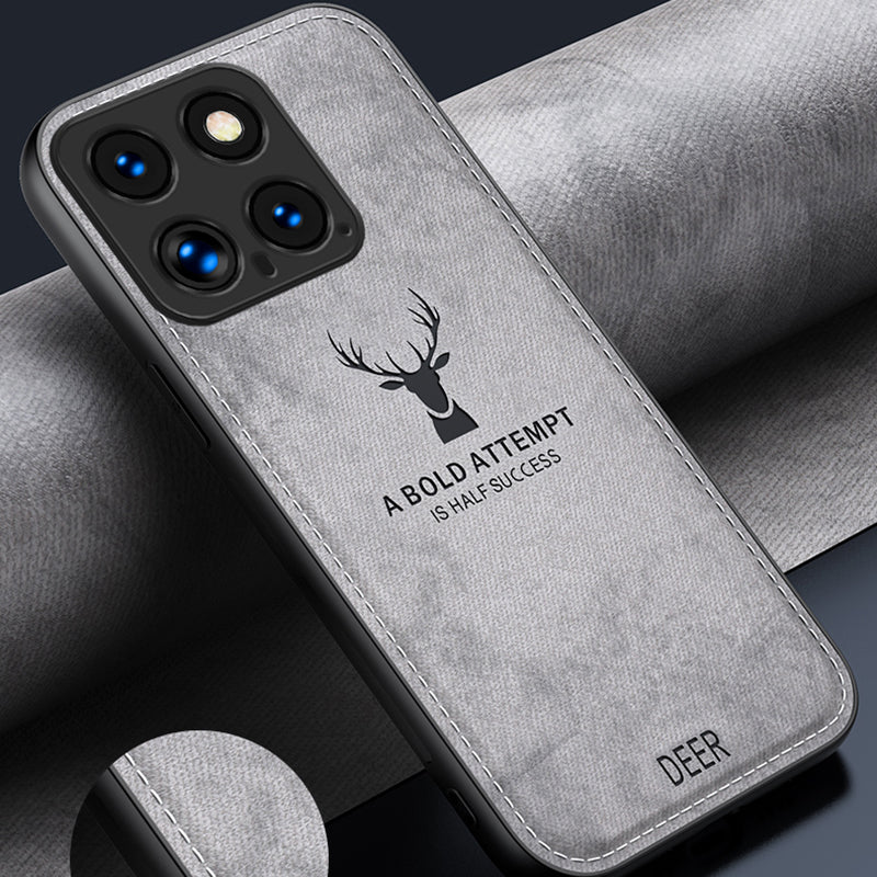 For Xiaomi 14 Phone Case Deer Pattern Back Cover Enhanced Camera Lens Protection - Black