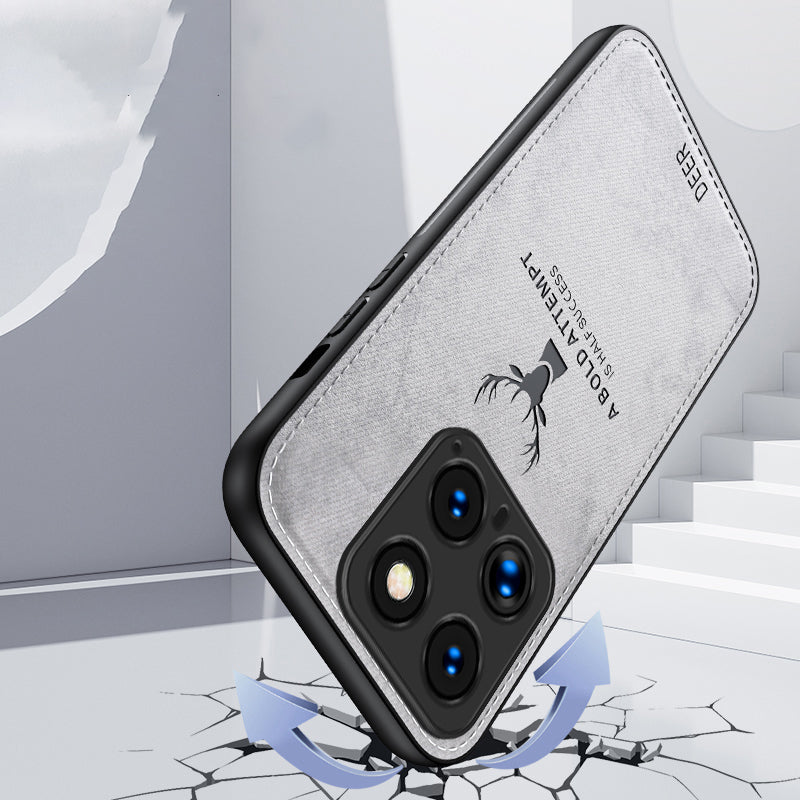 For Xiaomi 14 Phone Case Deer Pattern Back Cover Enhanced Camera Lens Protection - Black
