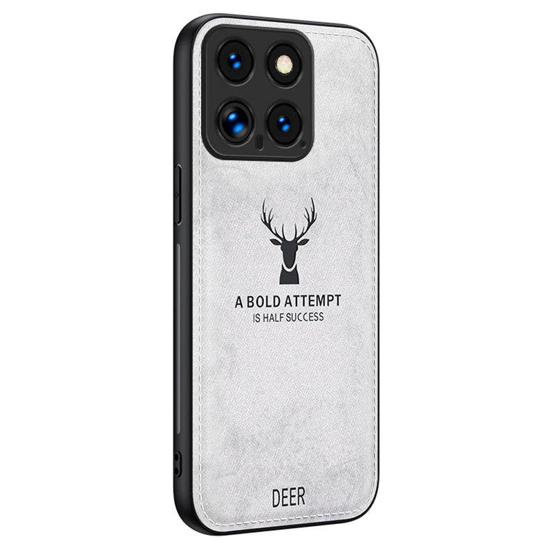 For Xiaomi 14 Phone Case Deer Pattern Back Cover Enhanced Camera Lens Protection - Black