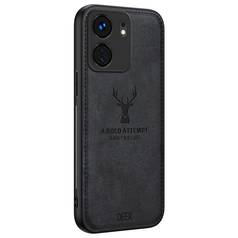 For Xiaomi Redmi 13C 4G / Poco C65 4G Phone Case Deer Pattern Cloth Textured Anti-Slip - Black