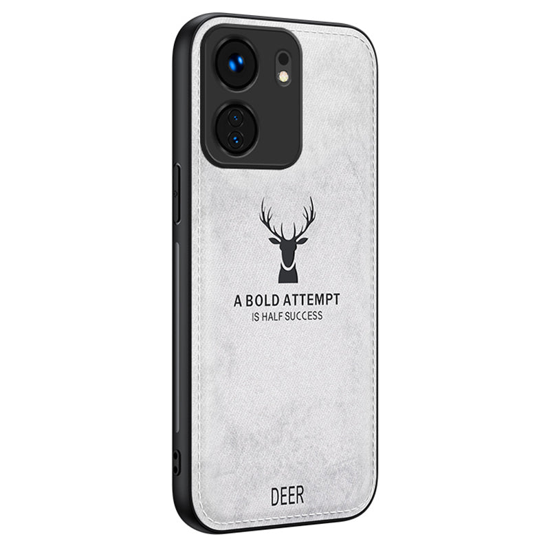 For Xiaomi Redmi 13C 4G / Poco C65 4G Phone Case Deer Pattern Cloth Textured Anti-Slip - Black