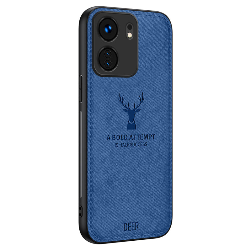 For Xiaomi Redmi 13C 4G / Poco C65 4G Phone Case Deer Pattern Cloth Textured Anti-Slip - Black