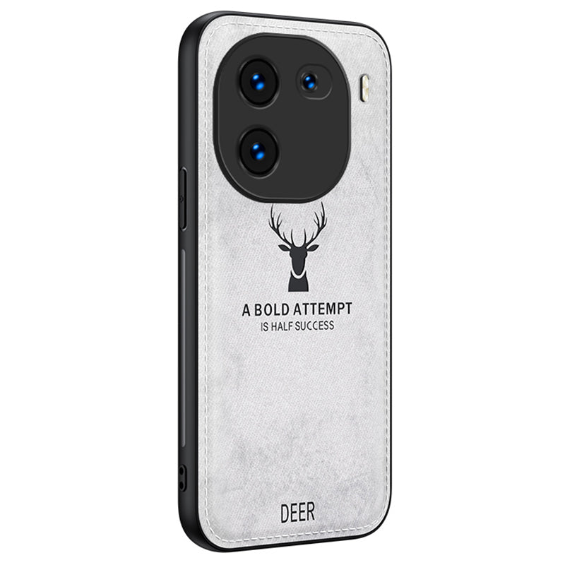 For vivo iQOO 12 Pro 5G Soft Texture Case Anti-Scratch Deer Pattern Phone Cover - Black