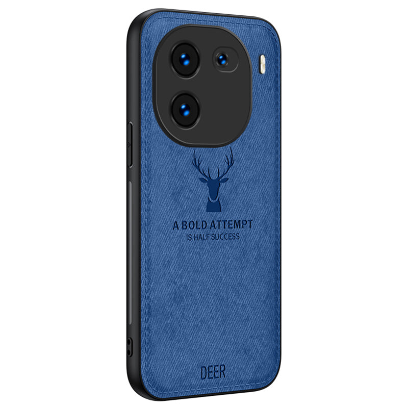 For vivo iQOO 12 Pro 5G Soft Texture Case Anti-Scratch Deer Pattern Phone Cover - Black