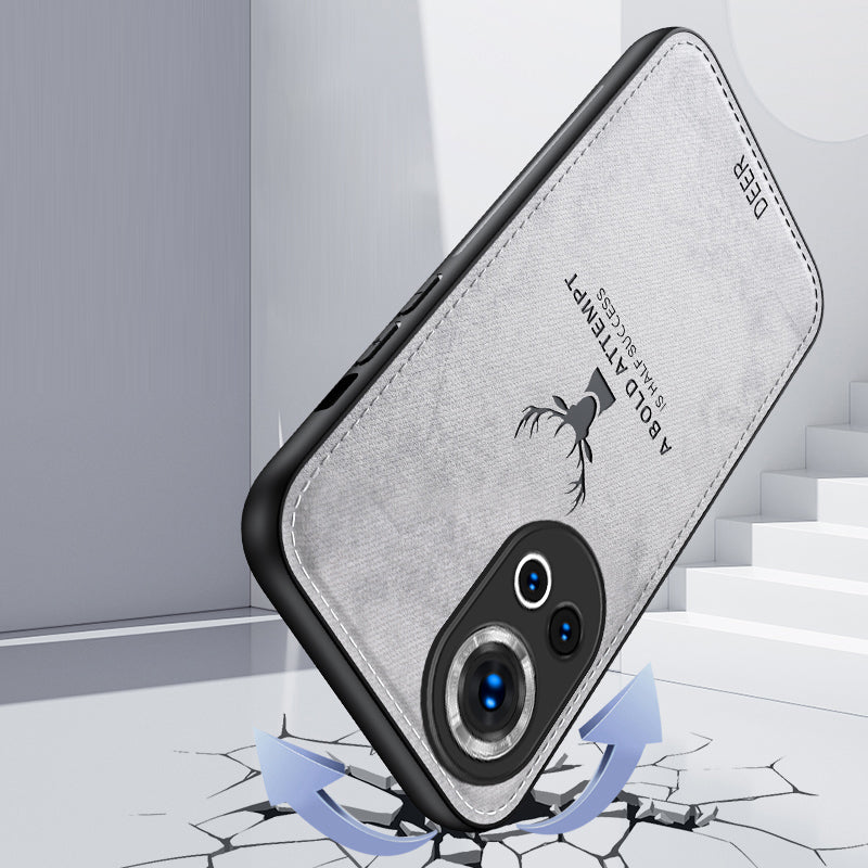 For Huawei nova 12 5G Phone Case PU Leather+TPU+PC Drop Protection Cover Deer Crafted Design - Black