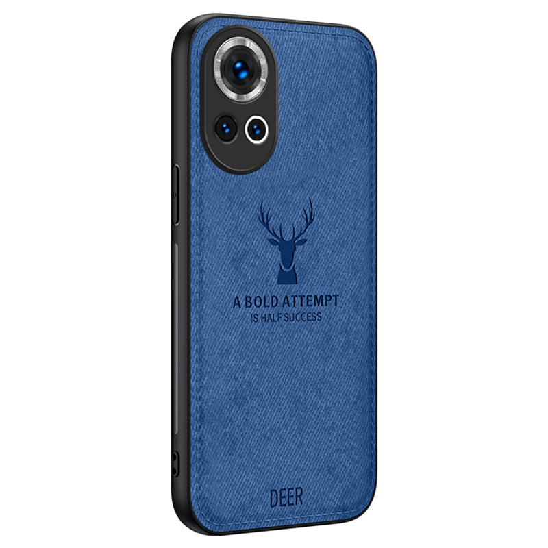 For Huawei nova 12 5G Phone Case PU Leather+TPU+PC Drop Protection Cover Deer Crafted Design - Black