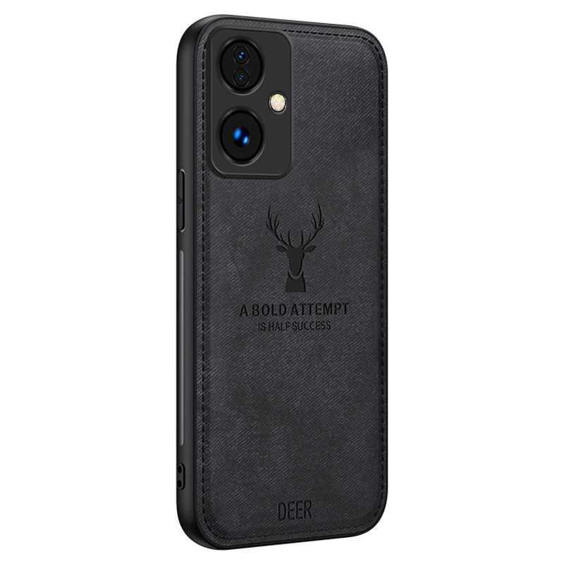 For Oppo A2 5G / A79 5G Phone Case Shock-Absorption TPU+PC+PU Leather Cover with Deer Pattern - Black