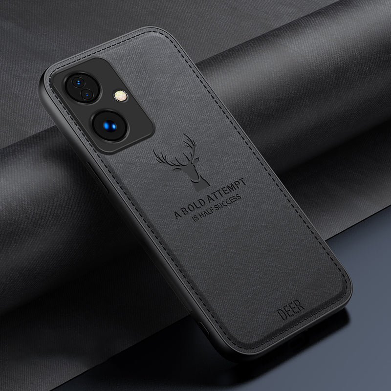 For Oppo A2 5G / A79 5G Phone Case Shock-Absorption TPU+PC+PU Leather Cover with Deer Pattern - Black