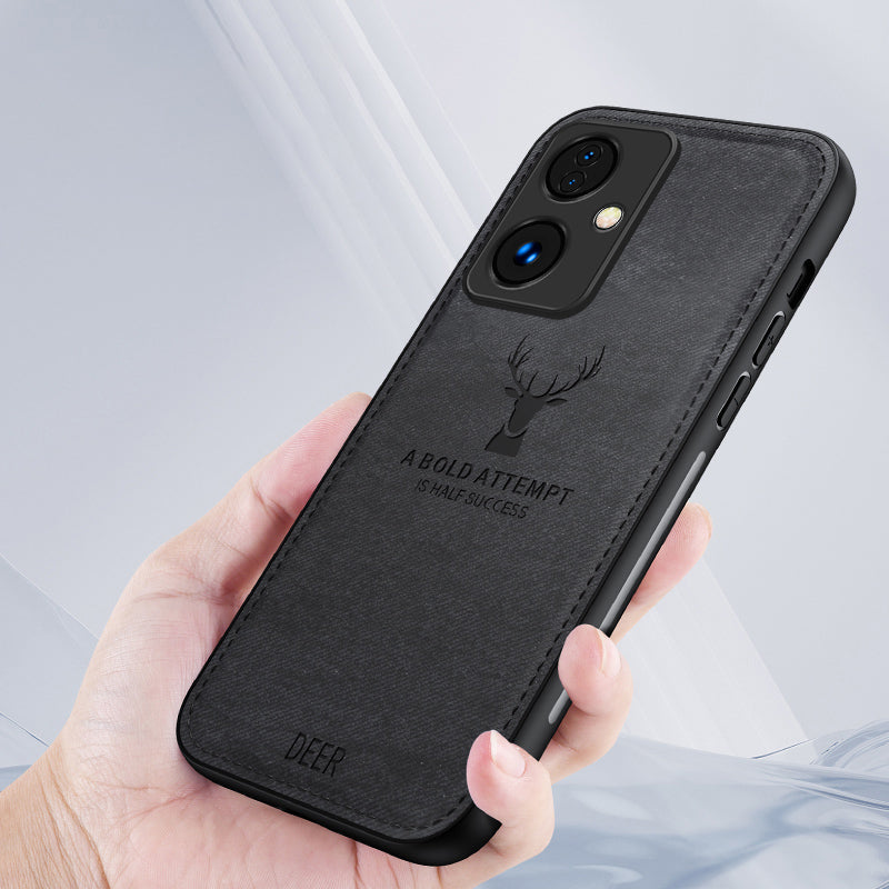 For Oppo A2 5G / A79 5G Phone Case Shock-Absorption TPU+PC+PU Leather Cover with Deer Pattern - Black
