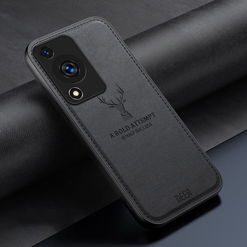 For Huawei Enjoy 70 4G / nova Y72 4G Phone Case Luxury Soft Texture Deer Pattern Cover - Black