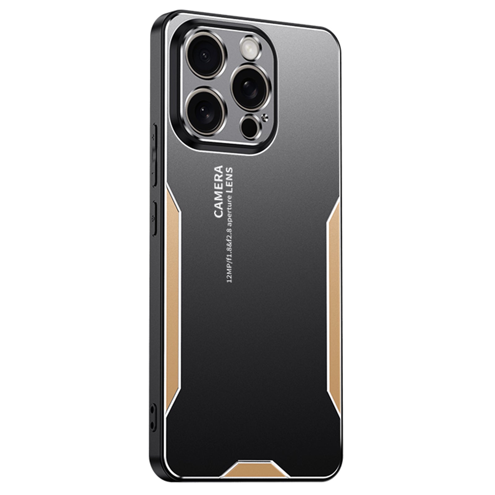 For iPhone 15 Pro Case Aluminium Alloy+TPU+PC Anti-dust Camera Protection Phone Cover - Gold