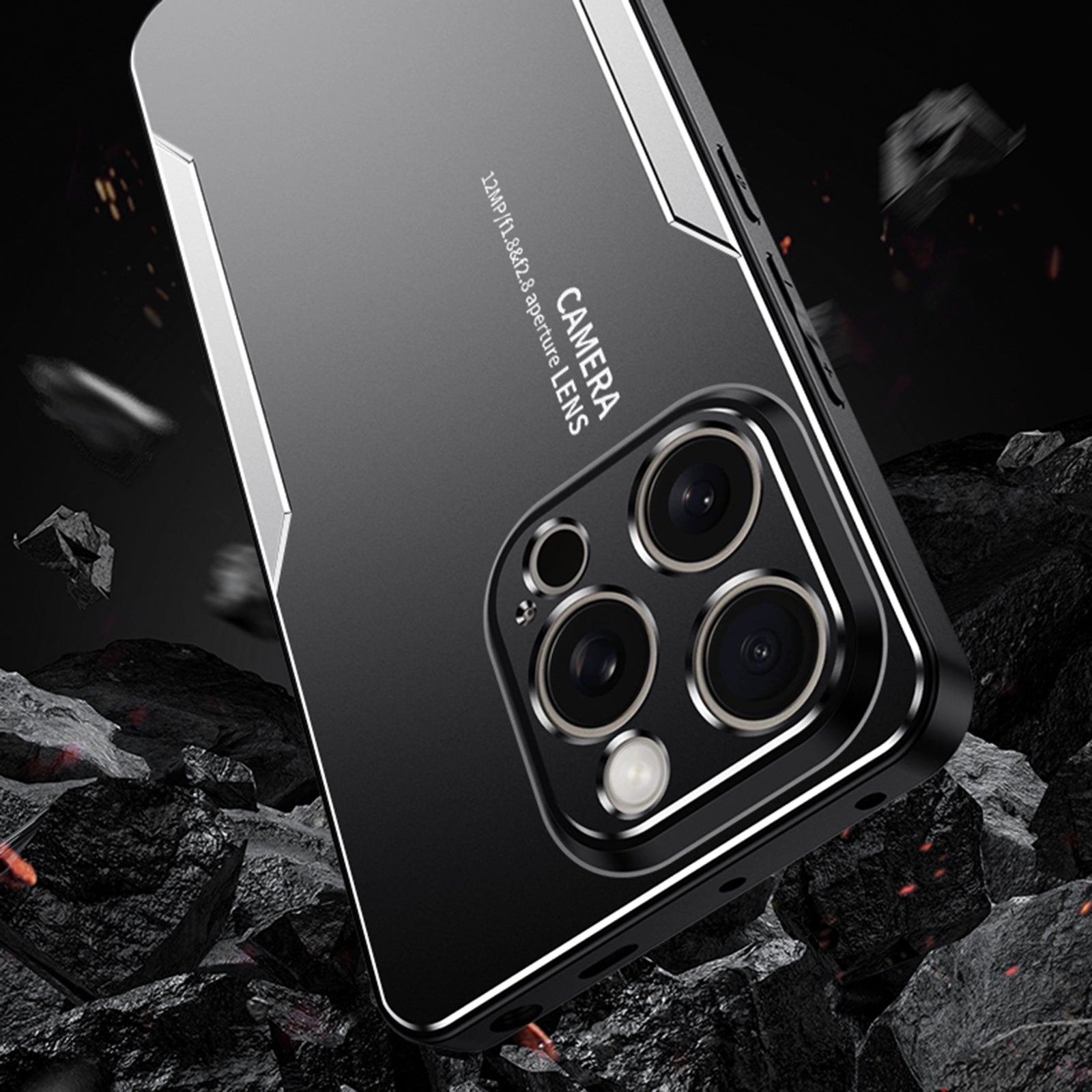 For iPhone 15 Pro Case Aluminium Alloy+TPU+PC Anti-dust Camera Protection Phone Cover - Gold